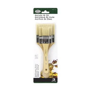 RART-110 Flat 3 Piece Large Area White Bristle Brush Set