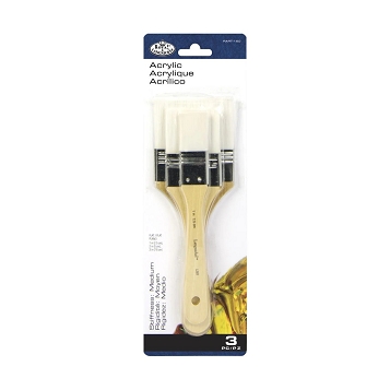 RART-150 Royal 3 Piece White Taklon Flat Large Area Brush Set
