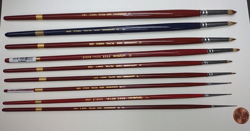 LSABLE-113 - LANGNICKEL ROYAL SABLE LONG HANDLE SHORT ROUND BRUSH SET 