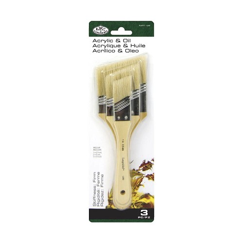 RART-125 Royal 3 Piece White Bristle Angular Large Area Brush Set 