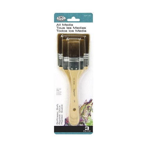 RART-135 Royal 3 Piece Brown Taklon Large Area Brush Set 