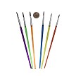 RCAN-1 Royal 144 Piece Camel Hair Small Round Brush Set Next to Coin to Compare Brush Sizes 
