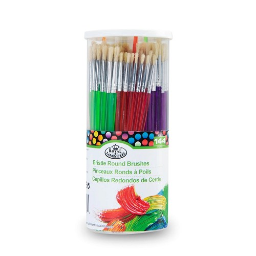 RCAN-3 Royal 144 Piece White Hog Bristle Canister of Small Round Brushes 