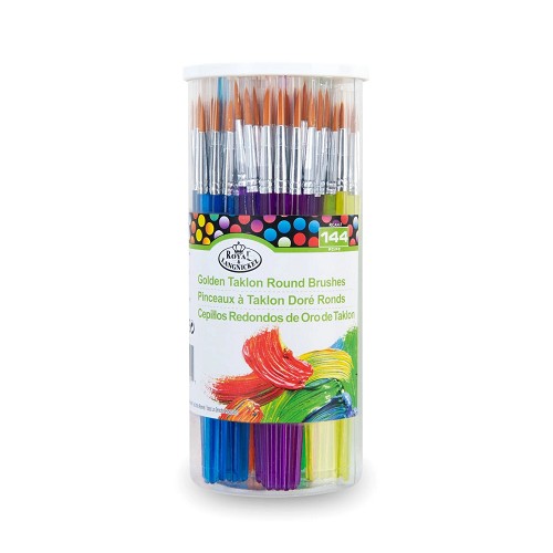 RCAN-7 Royal 144 Piece Gold Taklon Canister of Small Round Brushes 