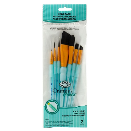 RCC 416 Black Taklon Crafters Choice Variety Brush Set 