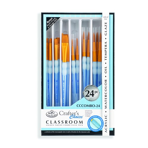 RCVP-CCCOMBO-24 Royal Crafters Choice Gold Taklon Combo Artist Brush Set 