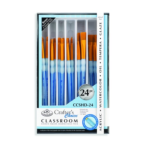 RCVP-CCSHD-24 Royal Crafters Choice Gold Taklon Shader Artist Brush Set 