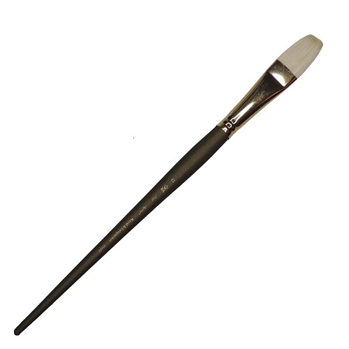R6565F-12 Royal Aurea Synthetic and Natural White Bristle Long Handle Flat Brush 